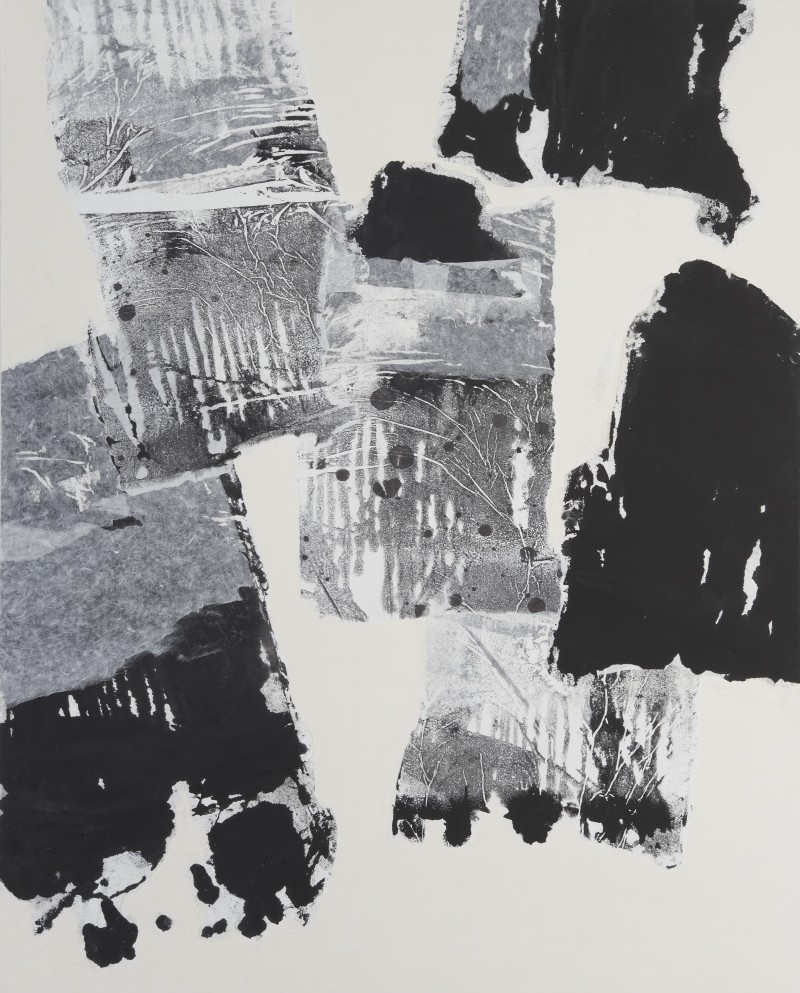 나무_160x132cm_한지,먹,백토_2020