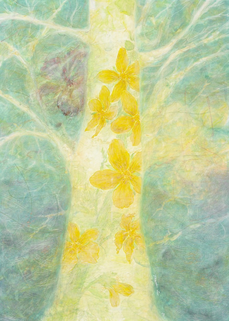 thanks for. 종이에 채색. 53x38cm. 2018